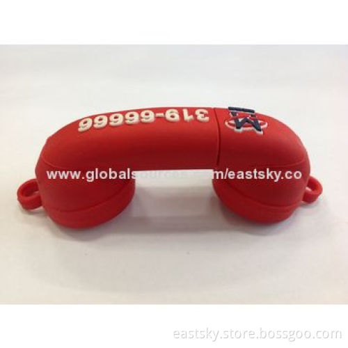 Custom telephone shape USB drive, made of soft PVC material, OEM orders are welcomeNew